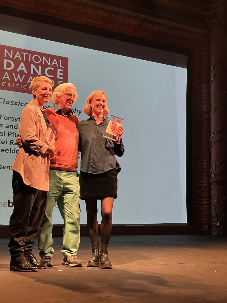 Jess and Morgs win the #NDA23 Award for Best Classical Choreography for their AI-themed Coppelia for Scottish Ballet - the award was presented by David Bain on behalf of sponsor, The Ballet Association 
@scottishballet