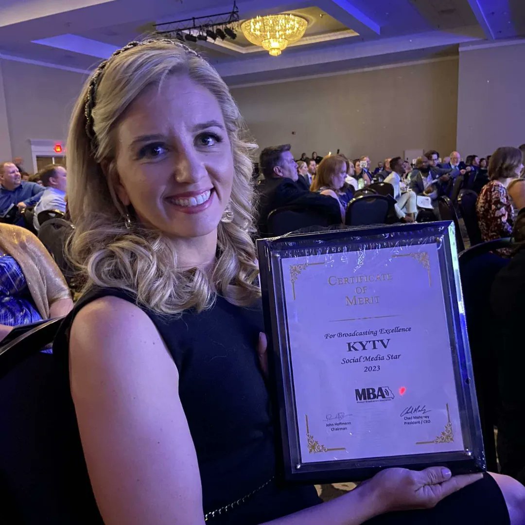 Honored to receive recognition at the Missouri Broadcasters Association with the Social Media Star certificate of merit! Thank you for your follows, likes, and comments. I wouldn't receive this recognition without your engagement! 

 I'm also super proud of everyone at Ky3 for