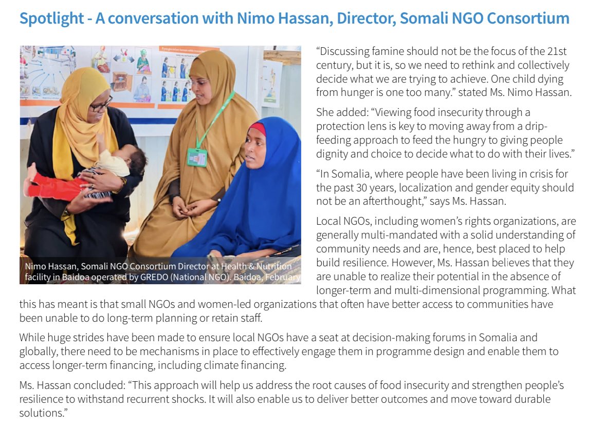 Checkout the #FightFamine special update featured our Director @NimoA_Hassan where she highlighted National NGOs' incl. WROs impact in fighting famine. As well as the root causes of food insecurity in #DroughtinSomalia.