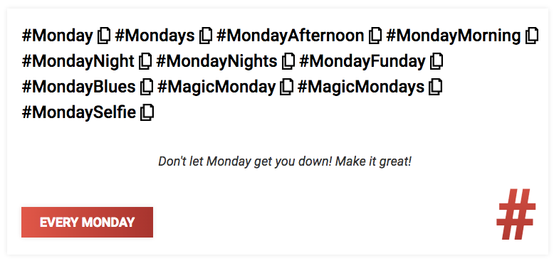 #MondayFunday #MondayBlues - Don't let Monday get you down! Make it great!
More on HashtagPicker.com #smm