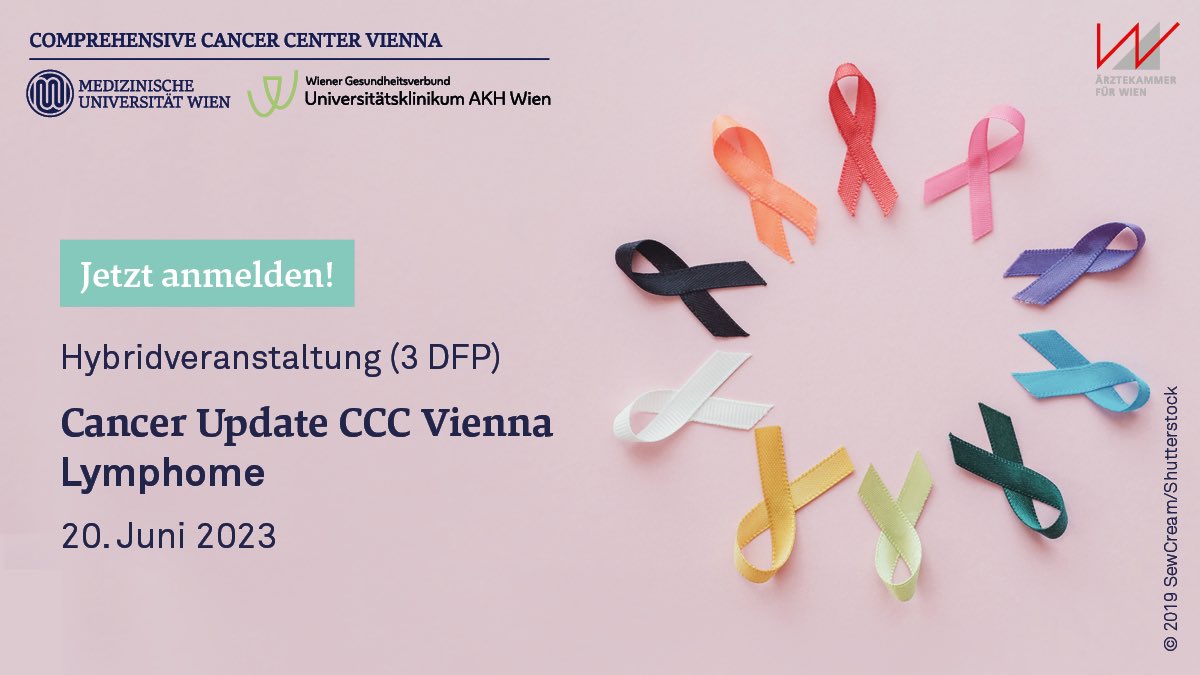 #MonoklonaleAntikörper, #Antikörper-Konjugate, #bispezifische Antikörper, CAR-T-#Zelltherapien und #niedermolekulare #Inhibitoren – neue wirksame Therapiekonzepte beim #CancerUpdate #Lymphome, 3 DFP, 20. Juni 2023, 17 Uhr, 9., VanSwieten Saal &amp; hybrid ccc.ac.at/lehre/ccc-canc…