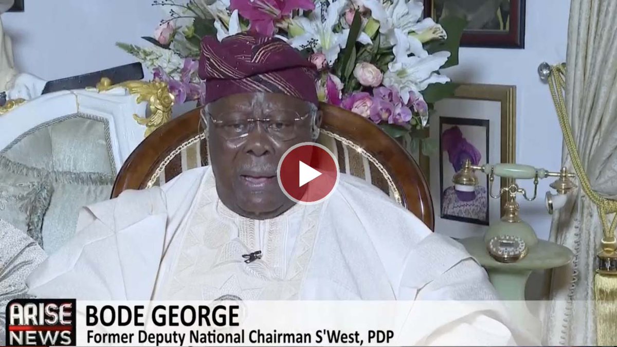 ARISEtv's tweet photo. Bode George: I Will Never Work With Tinubu, I Will Only Pray For Nigeria 
"I am not looking for any job, and I have reached the end of my own public career." 
https://t.co/IVn3o4s3Kt https://t.co/KEGe6ibApV