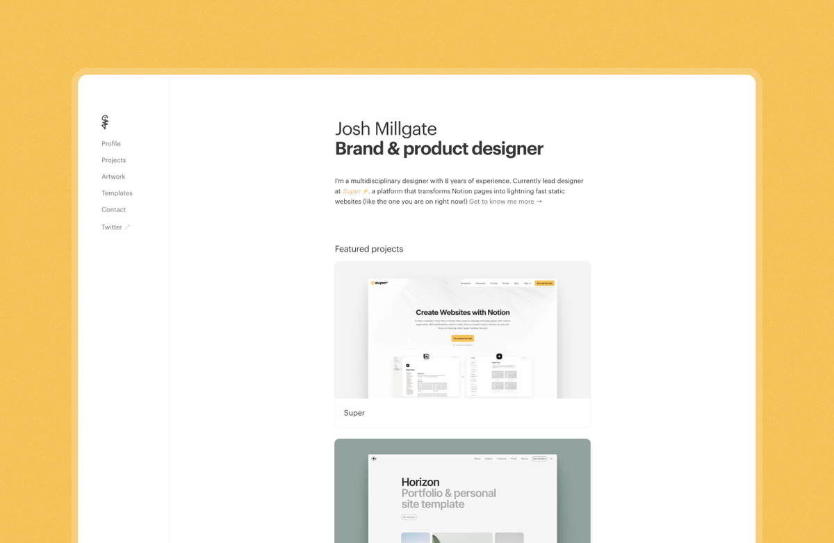 super_'s tweet image. All of these beautiful websites are created using @NotionHQ ✨👀

Learn how ↓🧵