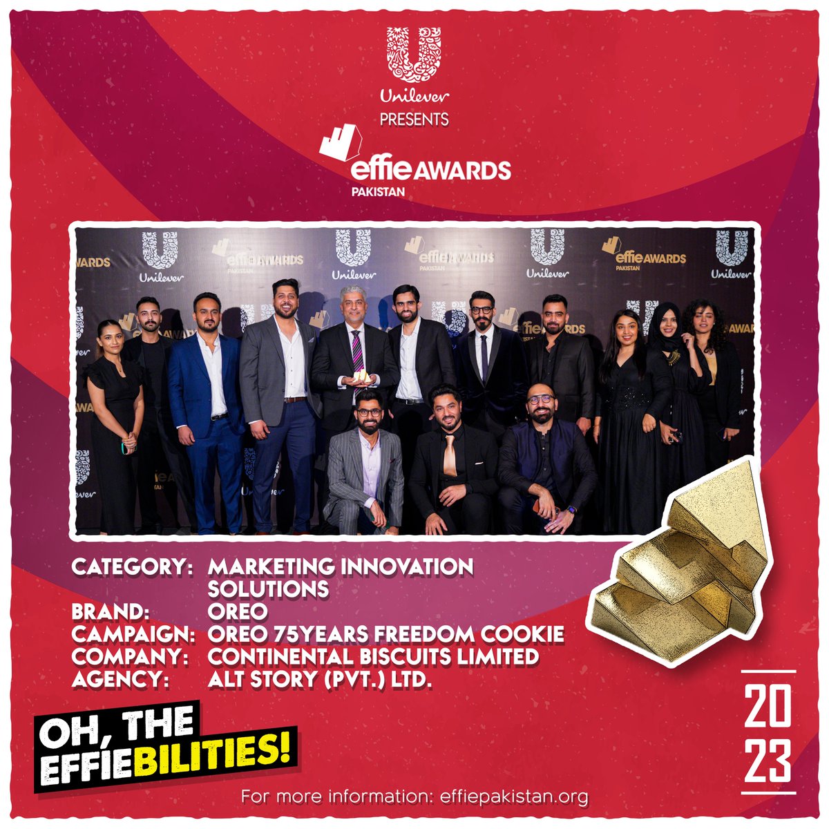 EffiePakistan's tweet image. The Winning Effiebility: Oreo 75Years Freedom Cookie wins Gold for Marketing Innovation Solutions. Congratulations on making your Effiebilities come true!

#OhTheEffiebilities #EffiePakistan #PAS #MarketingEffectiveness #CelebrateEffiebilities