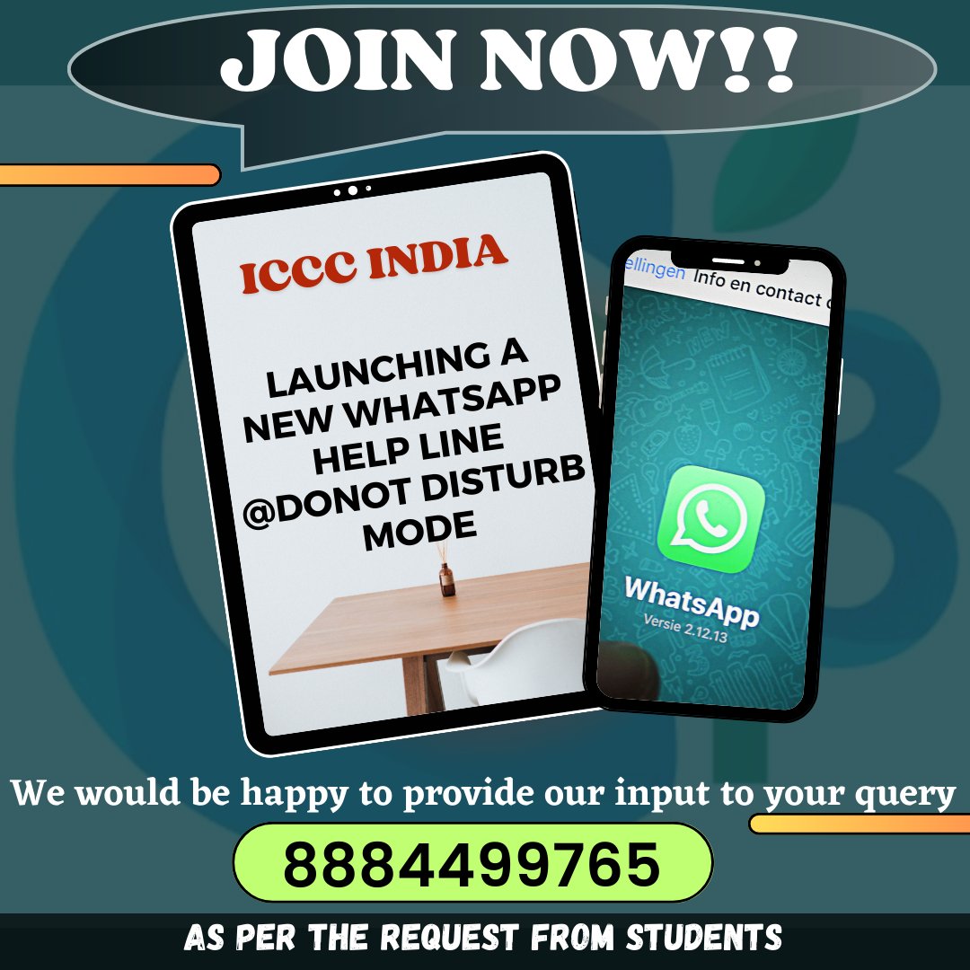 ICCC INDIA Launching WHATSAPP #donotdisturbmode Join us to clarify your doubts!! #NEETPG #NEET #NEETPG2023 #NEETPG2022 #Medical #MedTwitter #MEDICALNEETPG #MBBSSTUDENTS #PGASPIRANTS #PG #PGCOUNSELING #NEET2023 #MDS #DENTAL #NEETMDS #DENTAL #MDSCOUNSELING #NEETMDS2022 #NEETMDS2023