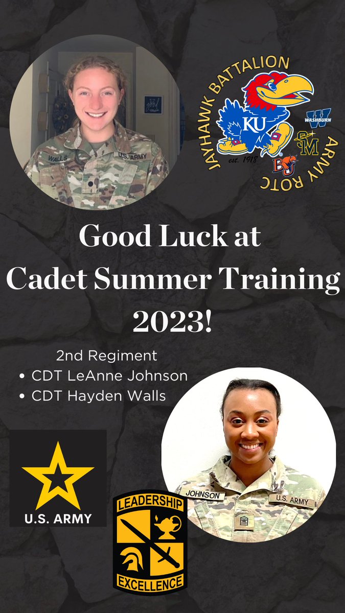 Good luck to CDT Hayden Walls & CDT LeAnne Johnson as they arrive today for Cadet Summer Training's 2nd Regiment! 💪📷 Let the training begin! #CadetSummerTraining #GoodLuck #GoGetIt #CST23