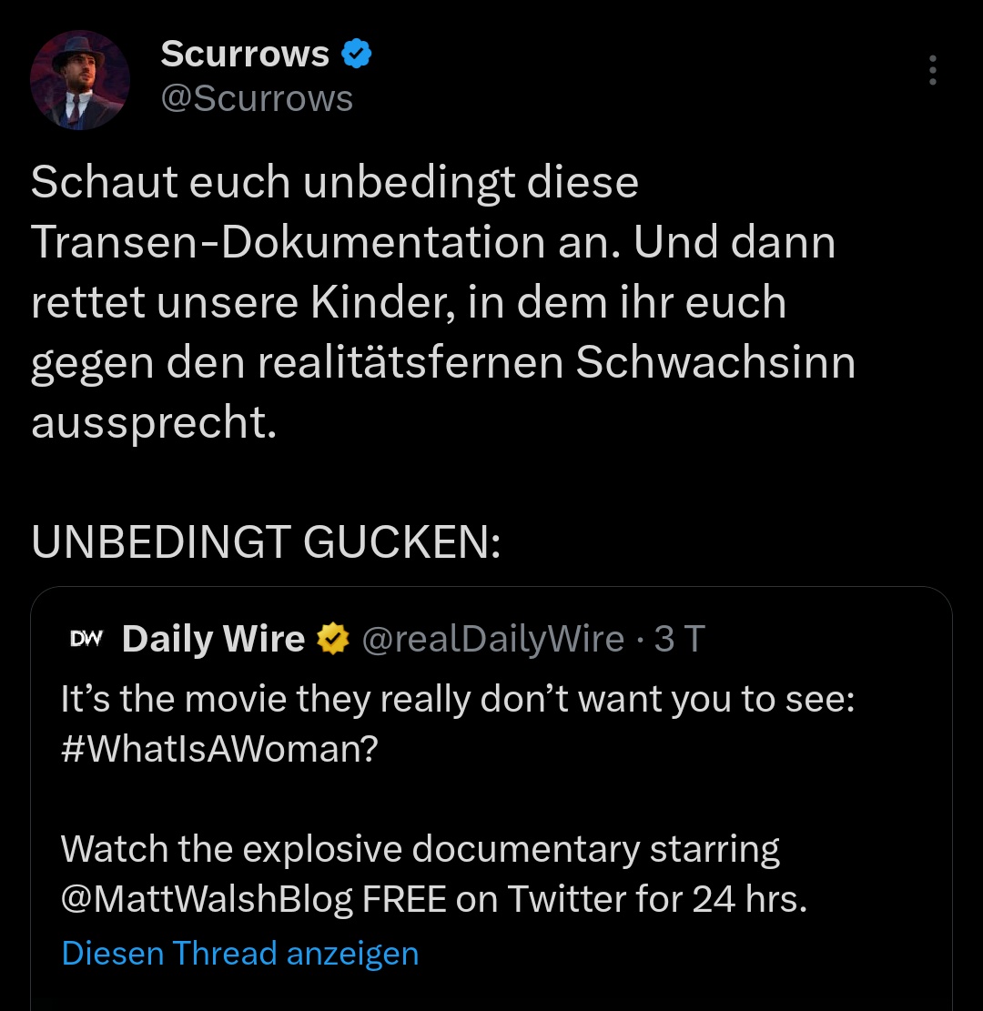 Transfeindlichkeit und rechte Wissenschaftsleugnung verbreitet durch Theo Bottländer aka. "Scurrows".

Bei <a href="/TwitchDE/">Twitch DE</a> feiert man derweil aus Marketinggründen den #PrideMonth und lässt Streamer:innen wie Scurrows auf Twitch weiter transfeindlichen Content zu Geld machen.