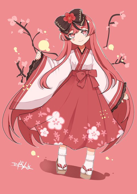 「hair ornament red hakama」 illustration images(Latest)｜5pages