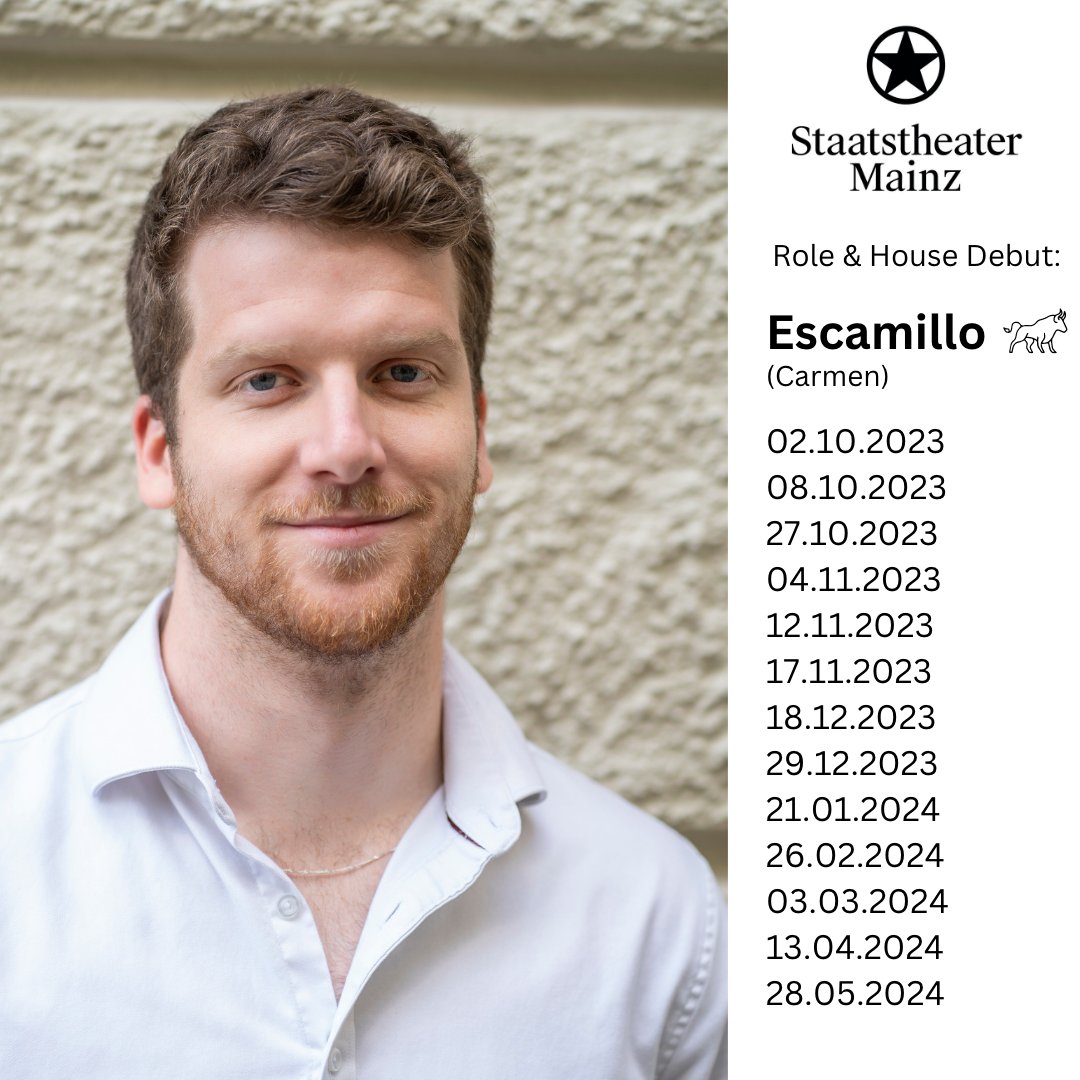 ROLE DEBUT 🥳

A dream role about to be checked off, very excited to announce that I will be singing as Escamillo in Staatstheater Mainz new production of Carmen in their 2023/24 season! @StaatstheaterMZ