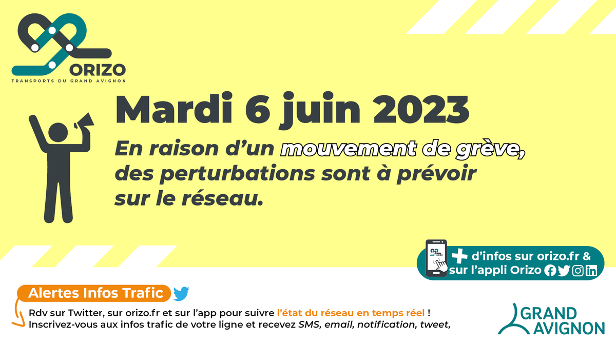 reseau_orizo's tweet photo. 📌𝗚𝗥𝗘𝗩𝗘 𝗡𝗔𝗧𝗜𝗢𝗡𝗔𝗟𝗘 𝗠𝗔𝗥𝗗𝗜 𝟲 𝗝𝗨𝗜𝗡 𝟮𝟬𝟮𝟯
Découvrez l’offre de transport #Orizo 👉 https://t.co/TZi2FGVn7e 
Fonctionnement normal de la boutique Orizo et du service de réservation Allobus - PMR.
#TransportsDuGrandAvignon #GrandAvignon #grevenationale https://t.co/WsefCbpzOM