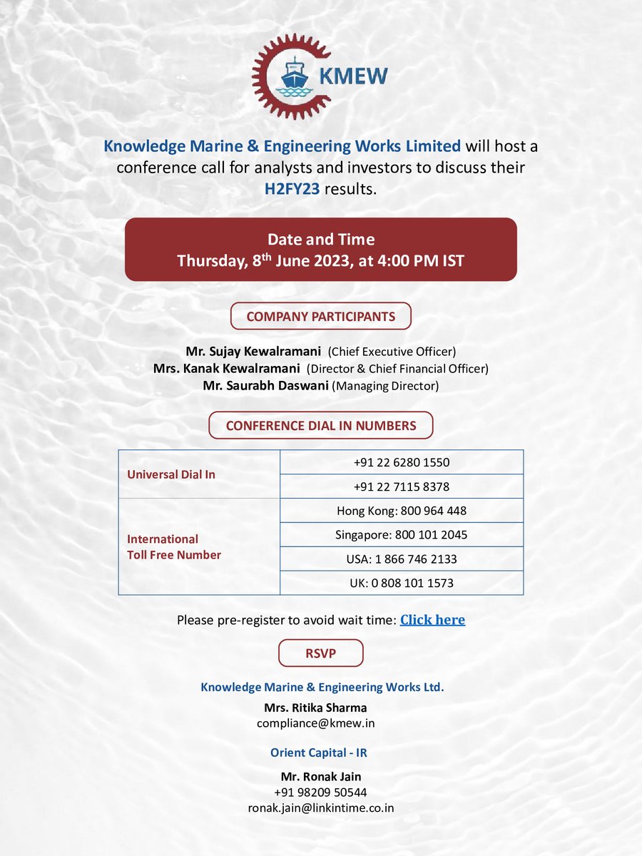 KnowledgeMarin1's tweet photo. #KnowledgeMarine 's conference call on 8th June.
#KMEW https://t.co/9Hk0fZk4UI