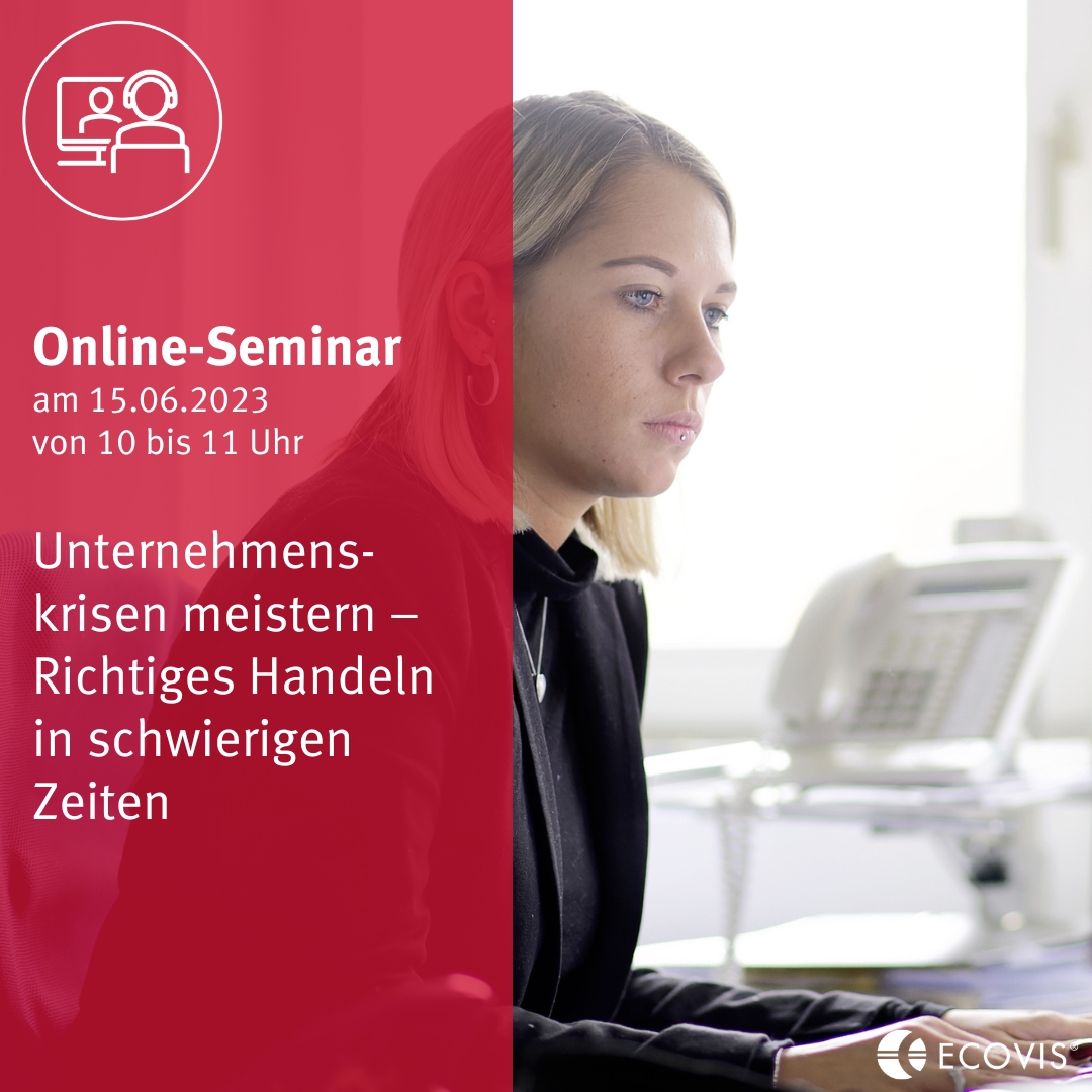 ecovis_com's tweet photo. Unternehmen sind derzeit von vielen externen Einflussfaktoren gefährdet.

➡️Erfahren Sie mehr dazu, wie Sie Krisen vorbeugen können und davon unter Umständen sogar profitieren bei unserem kostenlosen Online-Seminar am 15.06.2023: https://t.co/D4OlHrZKli https://t.co/UQoo8eqlYf
