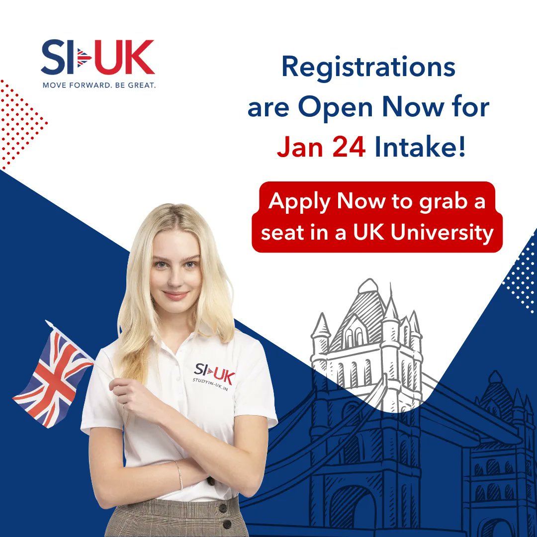 Registrations for the January 2024 intake at UK universities are NOW OPEN!

Seize this moment and submit your application TODAY to secure a place at your favourite UK university.

Free Consultation: buff.ly/3M8hMwh 

#UKUniversities #Jan24Intake #ApplyNow #HigherEducation