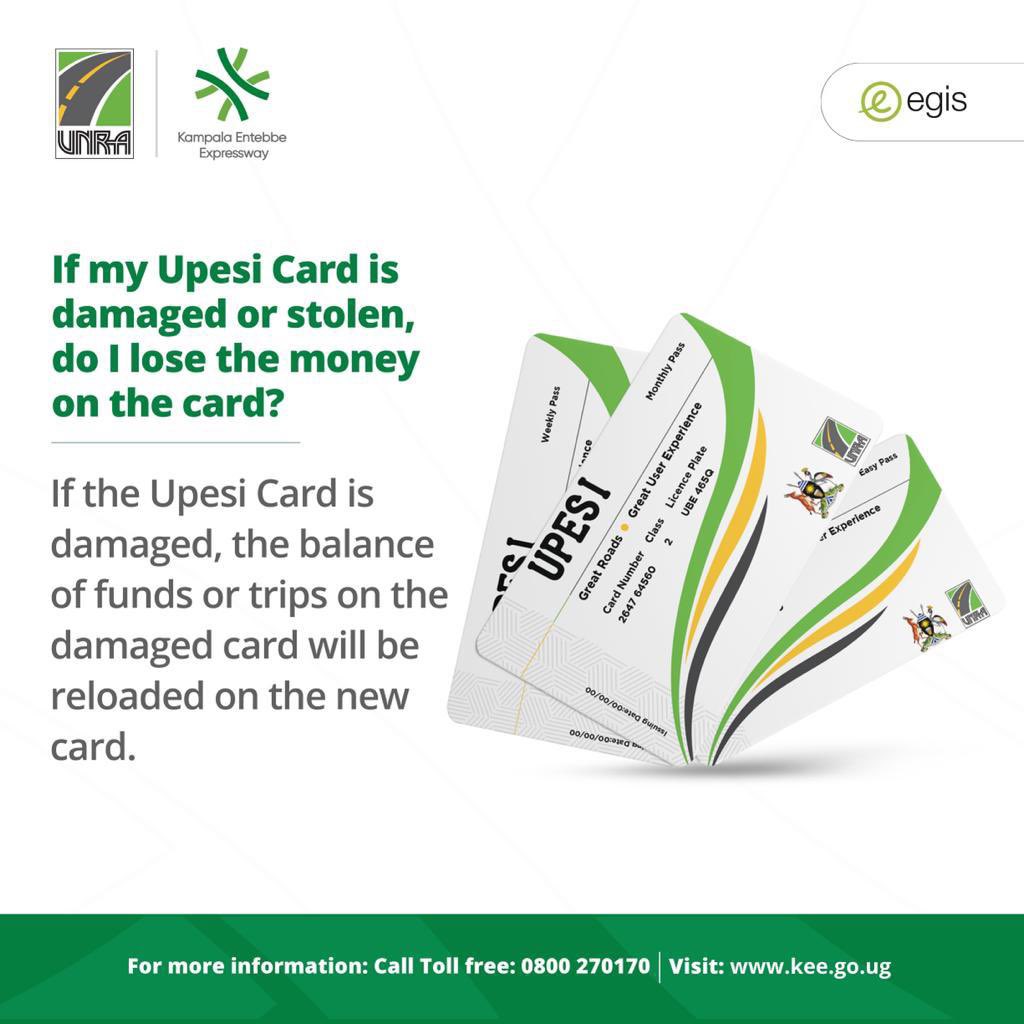 Have you lost/ damaged or misplaced your Upesi card?We shall renew the card and automatically reload the balance of the funds and trips from your previous one instantly!

For more information, call 0800 270 170. #GoCashless #SaveBig