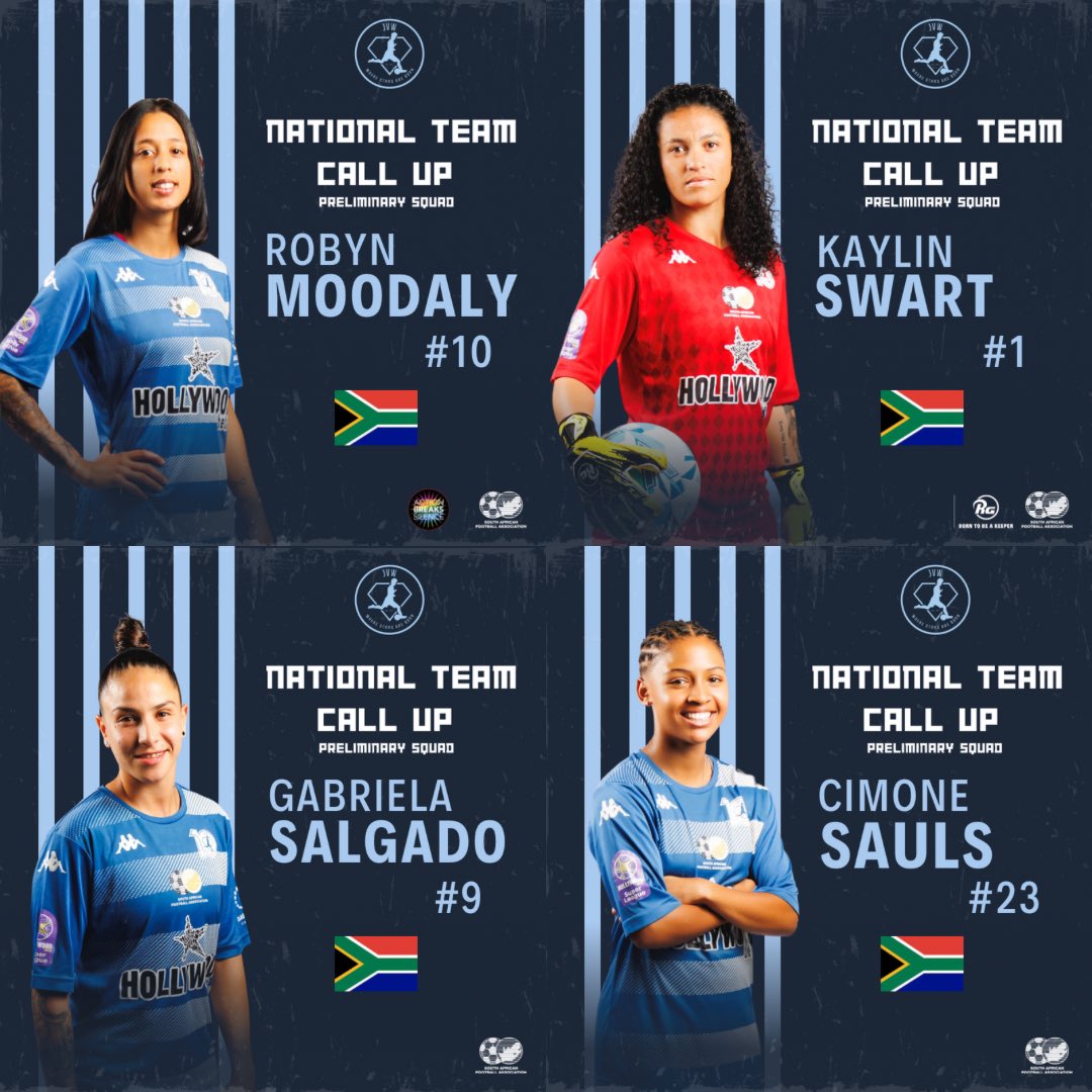 The preliminary squad names are out and we’d like to wish our Blue Diamonds goodluck.

1.Robyn Moodaly 🪄
2.Kaylin Swart 🧤
3.Gabriela Salgado 🚀
4.Cimone Sauls 💨

Congratulations and goodluck in your final preparations ahead of your campaign at the 2023 FIFA Women’s World Cup💙