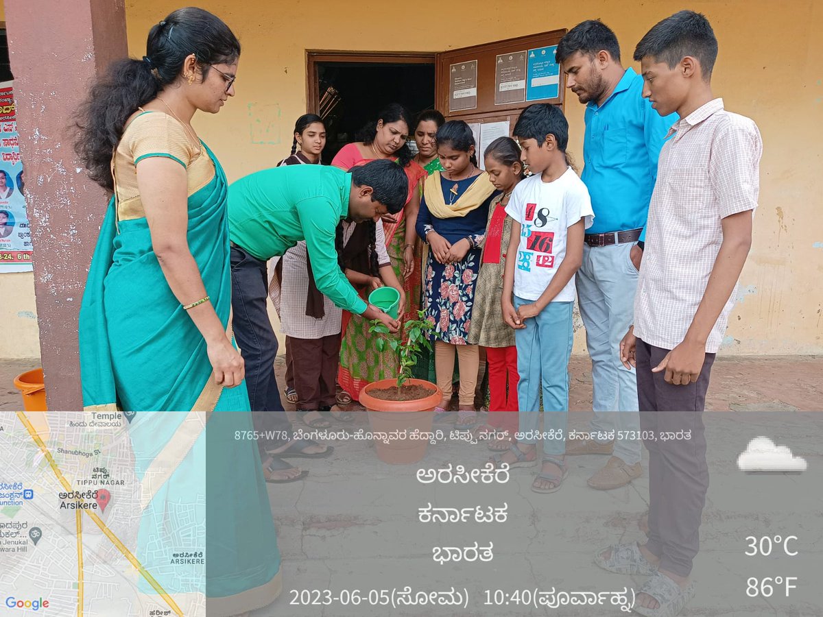ಇಂದು ನಮ್ಮ ಶಾಲೆಯಲ್ಲಿ ವಿಶ್ವ  ಪರಿಸರ ದಿನವನ್ನು ಗಿಡ ನೆಡುವುದರ ಮೂಲಕ ಆಚರಿಸಲಾಯಿತು <a href="/mams/">Ann De Bruyn</a> Arsikere.
#WorldEnvironmentDay2023
#BeatPlasticPollution  
<a href="/DOMGOK/">Department of Minority Welfare, Govt of Karnataka</a>
