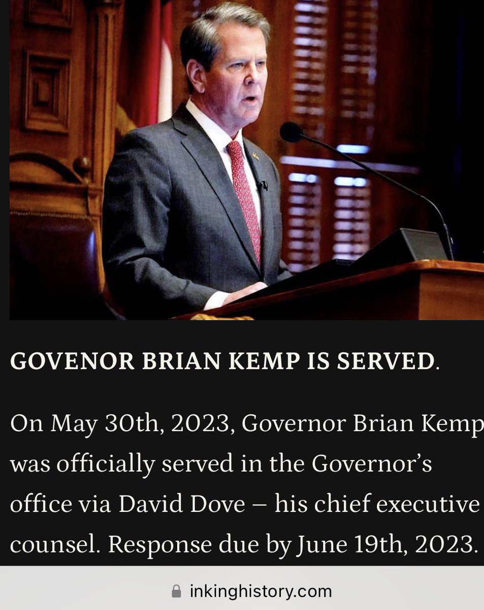 🚨🚨Breaking: Governor Brian Kemp is officially served professionally and without incident. Response by June 20th. #ArnoldvKemp 

Website link in Bio. #YearoftheRose