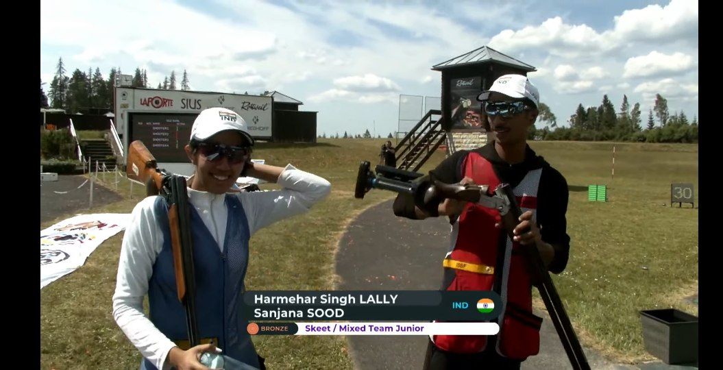 ISSF World Cup Shotgun: 

Bronze Medal 🥉 for the 🇮🇳 Jr. Skeet Mixed team of Harmehar Singh Lally and Sanjana Sood in a hard fought contest which was ultimately decided in the Shootoff against 🇸🇪!