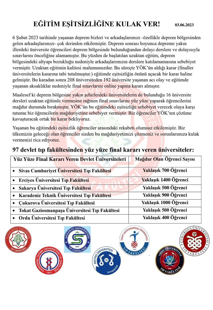 Shithappens9987's tweet photo. #yökegitimekulakver #çütıpdişonlinefinal #çütıpdişonlinefinalistiyorÇoğu öğrencisi deprem illerinden olan Çukurova Üniversitesi Tıp ve Diş Hekimliği Fakültesi öğrencilerinin de Finallerin online olmasını istemesi en doğal hakkıdır! https://t.co/TsEK25PXiH