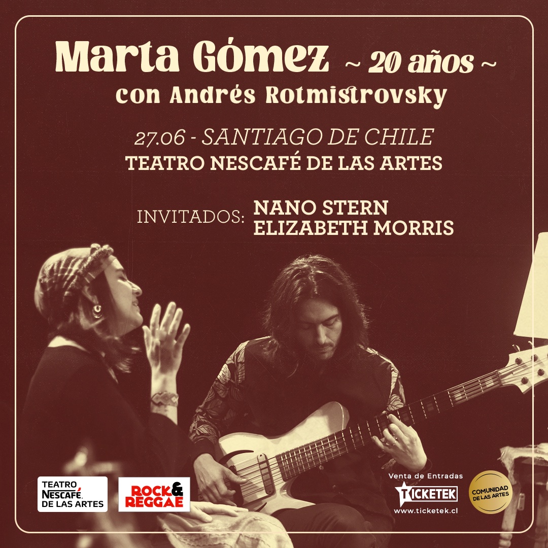 Santiago de Chile 👏🏼 qué alegría encontrarnos en el escenario del <a href="/teatro_nescafe/">TEATRO NESCAFÉ DE LAS ARTES</a> junto a <a href="/Andresrot/">Andres Rotmistrovsky</a>  y con dos adorados 🥰 invitados <a href="/elimorrischile/">Elizabeth Morris</a>  y <a href="/nanostern/">Nano Stern</a>  

Nos vemos el 27 de junio 🎶

#Chile