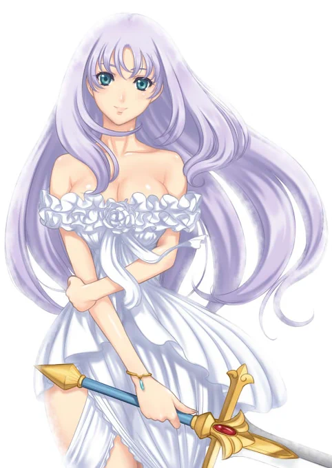 #自分の代表作だと思う絵を一枚だけ選んでみよう代表作といえばクイーンズブレイドなんですが、お仕事絵はどれも代表作という事で、今回は個人的に描いたアンネロッテにしました 