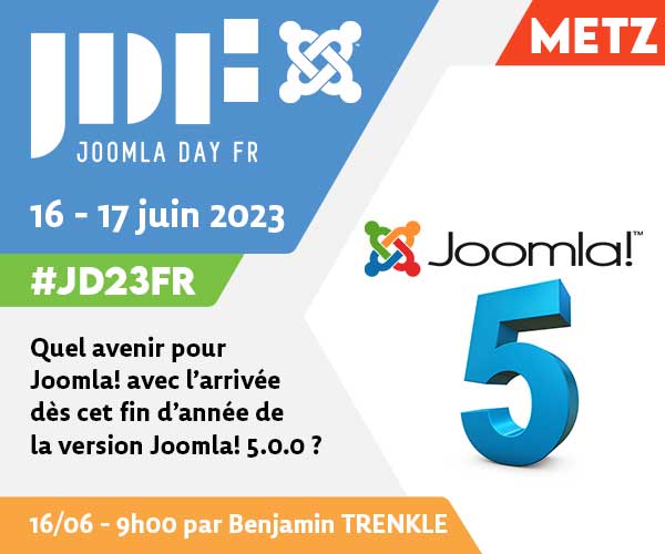 joomlafrance's tweet photo. Quel avenir pour avec Joomla! 5.0.0 ?
N'oubliez pas de vous inscrire ici https://t.co/IUpgmuGLab !
Merci à tous nos partenaires gros @PlanetHoster et petits 📷 !
#jd23fr #cms #afuj #joomla #joomladay #siteweb #metz #moselle #grandest #seo #referencementweb #joomlers #planethoster https://t.co/rJ5QPF4MVL