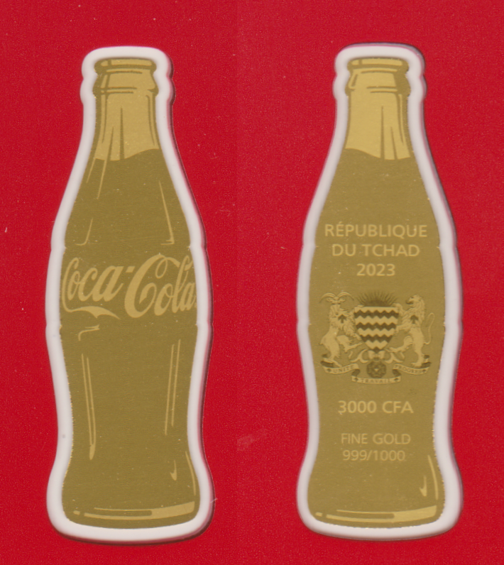 外国貨幣57 コカコーラ社公認のチャドが発行した3000フラン金貨である