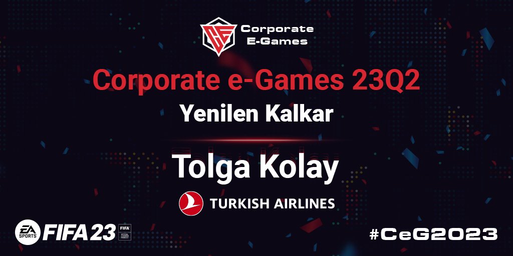 Corporate e-Games 23Q2 - FIFA Yenilen Kalkar birincisi @TurkishAirlines 'dan Tolga Kolay'ı tebrik ederiz! 🚀 #Ceg23Q2 #CeG2023 #FIFA 

Yenilen Kalkar birincimiz bir sonraki Corporate e-Games FIFA turnuvasına katılmaya şimdiden hak kazandı!  #CorporateGames 🎊