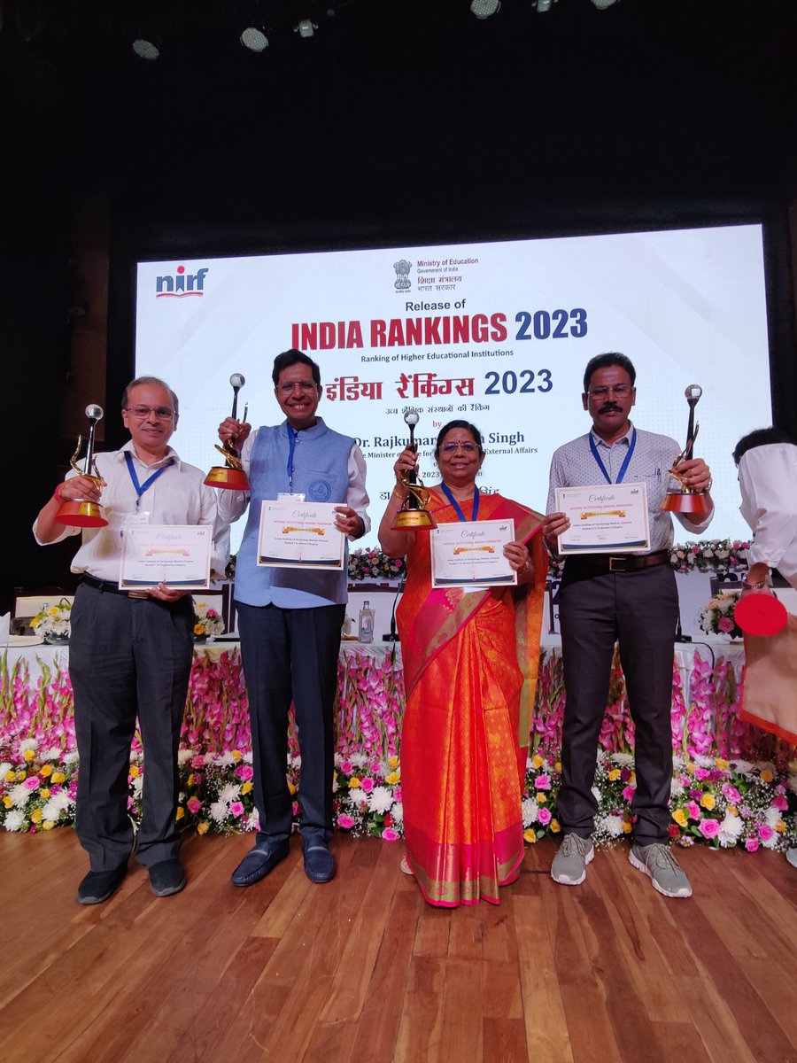 iitm_bs's tweet image. We are thrilled to announce that @iitmadras  has secured the top spot in the NIRF 2023 Rankings for the 5th consecutive time!! 🤩🤩🥳🥳

@EduMinOfIndia 

#IITMadras #BSDegree #India #Colleges #Rankings