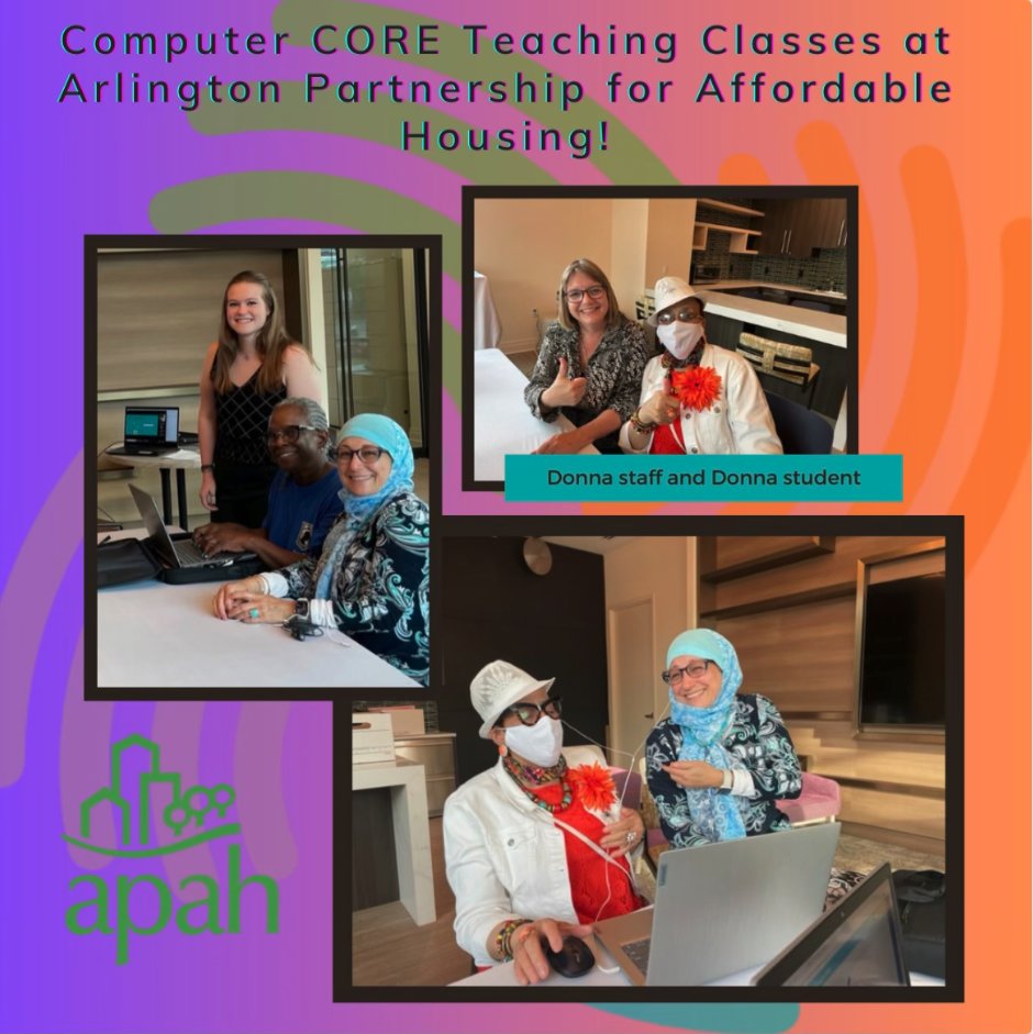 ComputerCORE's tweet photo. Computer CORE is teaching basic computer skills for residents of Arlington Partnership for Affordable Housing (APAH) at Terwilliger Place. #digitalequity #digitalinclusion #apah #arlington #washingtonforrestfoundation #computerclasses https://t.co/mktcjk1OLA