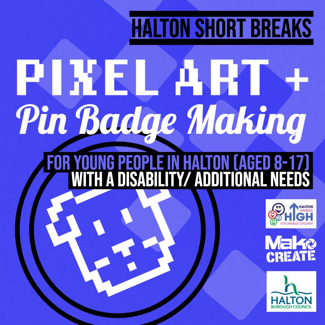 Join us for a FREE Halton Short Breaks pixel art and badge-making session next month!👾 📅 Date and Time: 11th November, 10:00-12:00 📍Location: The Studio, Widnes 🧒 Age: 8-17 Sign Up Now: eventbrite.co.uk/e/halton-short… @HaltonBC #halton #runcorn #widnes #additionalneeds