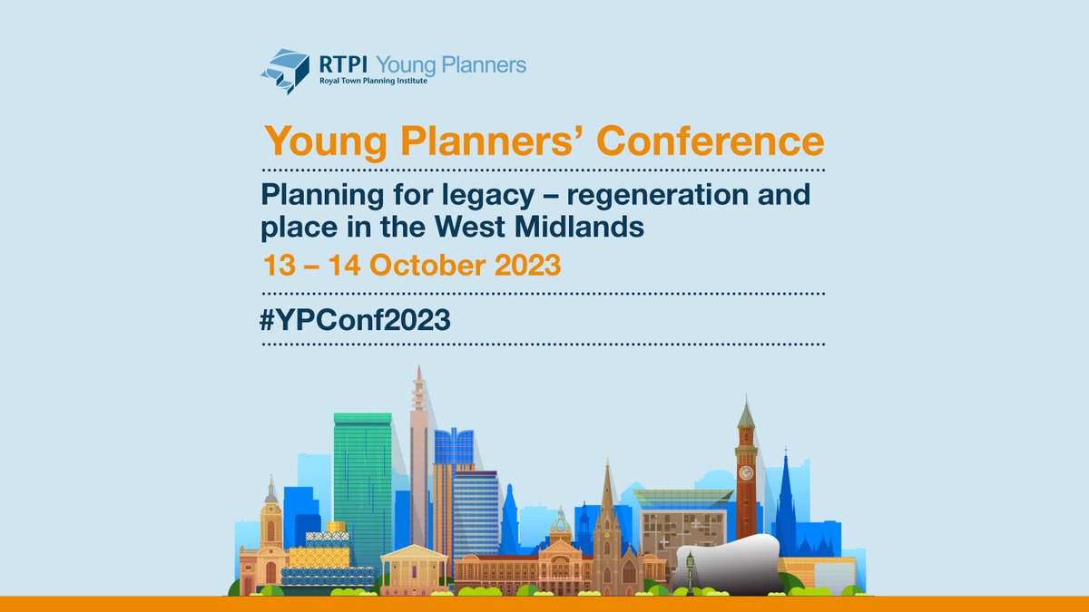 🚨 Young Planners' Conference News 🚨

Tickets will be on sale this month!

We are thrilled to be hosting the Conference this year, and have been working very hard to secure a great programme of events. 

Keep an eye on here and @RTPIPlanners for the release date 👀

#YPConf2023