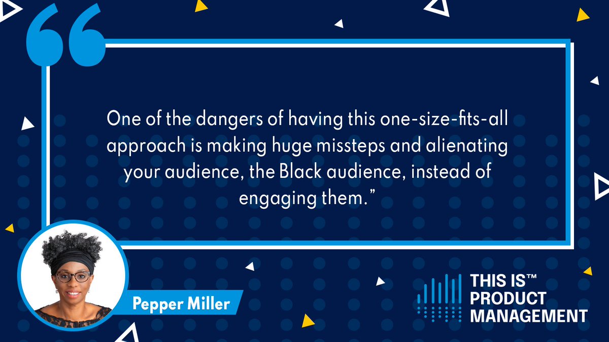 This is Product Management Podcast (@tipmpodcast) on Twitter photo 🎧 New #TIPM out now! 🎙 @PepperMiller, President of the Hunter-Miller Group, discusses the importance of marketing to the Black community, and shares why a “one-size-fits-all” approach can alienate your audience instead of engaging them.
Tune in: hubs.li/Q01Sg9F-0 🎧 New #TIPM out now! 🎙 @PepperMiller, President of the Hunter-Miller Group, discusses the importance of marketing to the Black community, and shares why a “one-size-fits-all” approach can alienate your audience instead of engaging them.
Tune in: hubs.li/Q01Sg9F-0