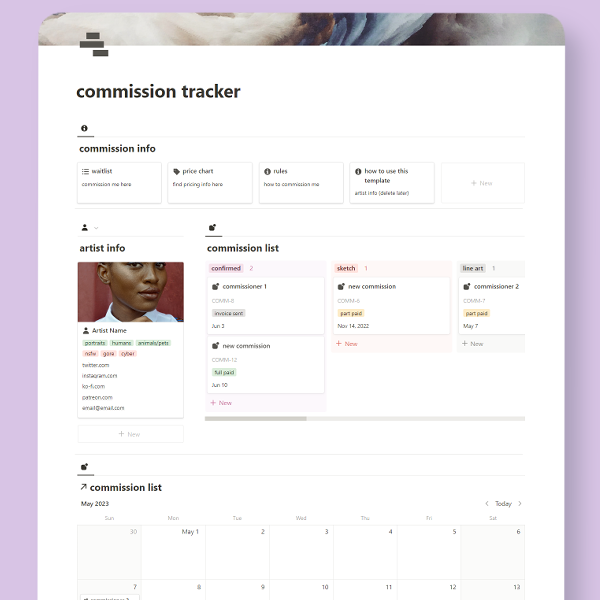 suejannoreiga's tweet photo. Does tracking your commissions make you feel like😵‍💫?

Go from 😵‍💫 to 😎 with this trusty commission tracker! 

Use this tracker to keep track of your commissions and provide transparency to commissioners about where you're at in your process #notiontwt https://t.co/xbKbSU3S56