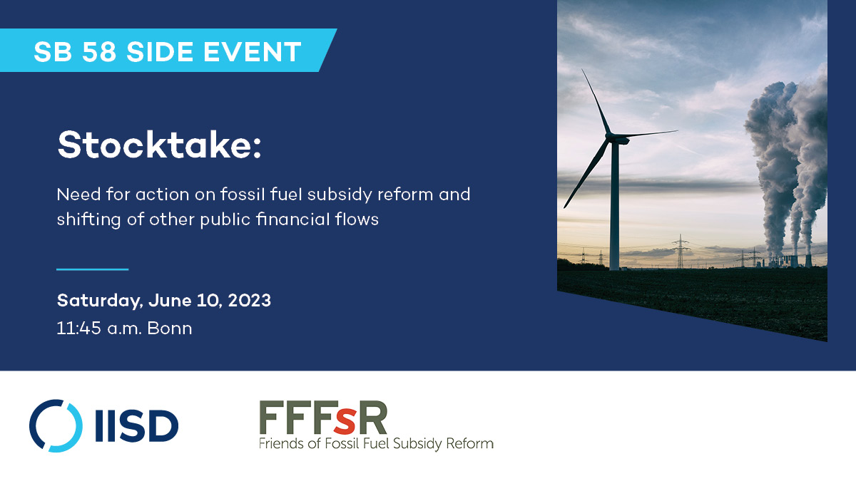 IISD_Energy's tweet photo. ⚠️ Fossil fuel subsidies doubled in 2022 reaching over USD 1 trillion.

How can policy-makers accelerate subsidy reform &amp; align public financial flows with #climate goals?

On June 10th, tune in to our side event at the #BonnClimateConference for more! 👇
https://t.co/kIVn1c9DA5 https://t.co/4raq8R2P9X