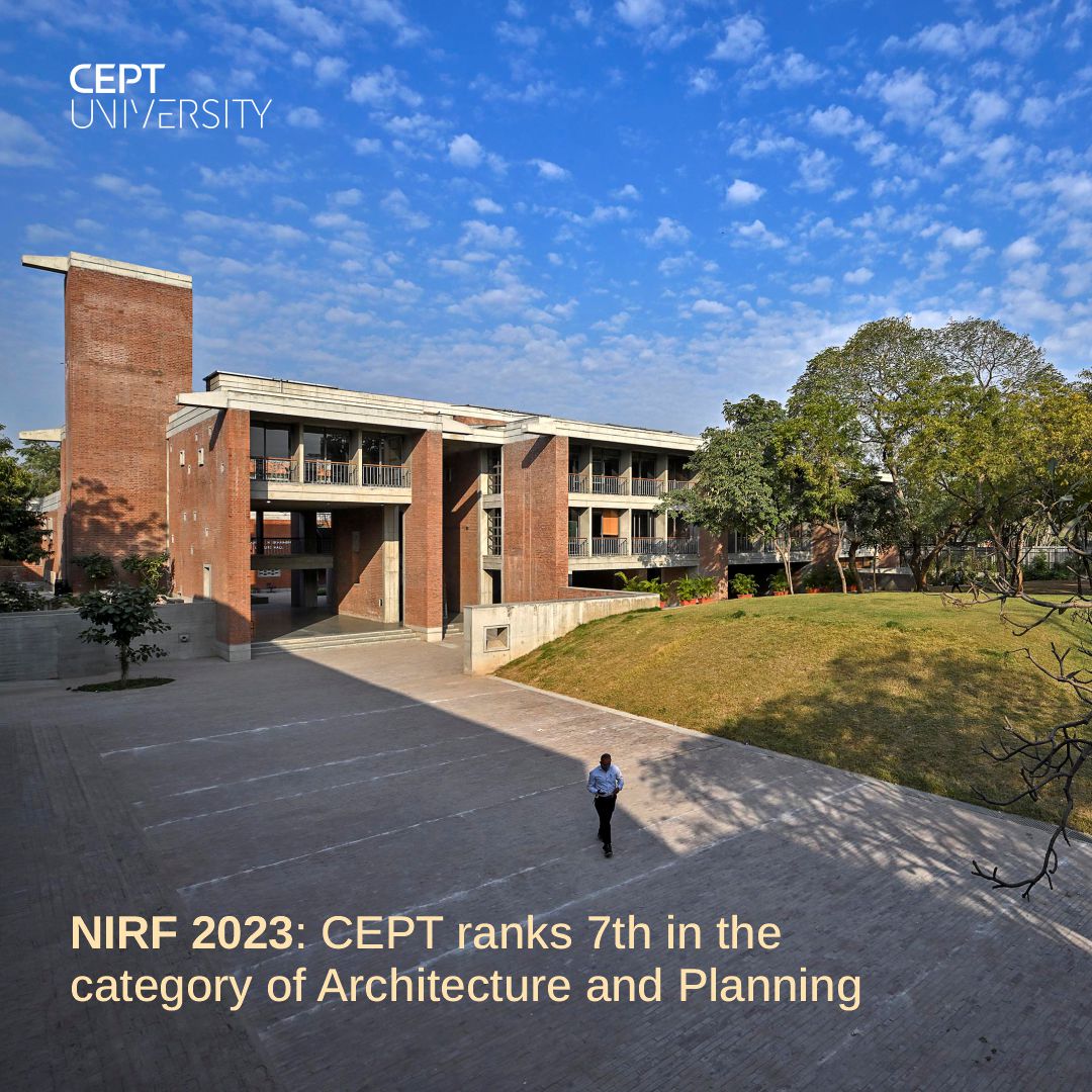 CEPT Ranks within Top 10 in #NIRF2023

This year, CEPT is ranked 7th in the country in the category of Architecture and Planning.

See more: cept.ac.in/news/1567/cept…

#NIRFRankings2023 

@EduMinOfIndia