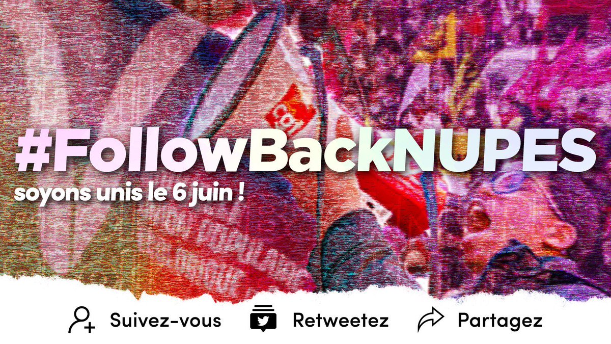 Ensemble, nous pouvons gagner !!
#Nupes #FollowBackNupes #FolloBackNupes
#6Juin #Manif #ReformeDesRetraites