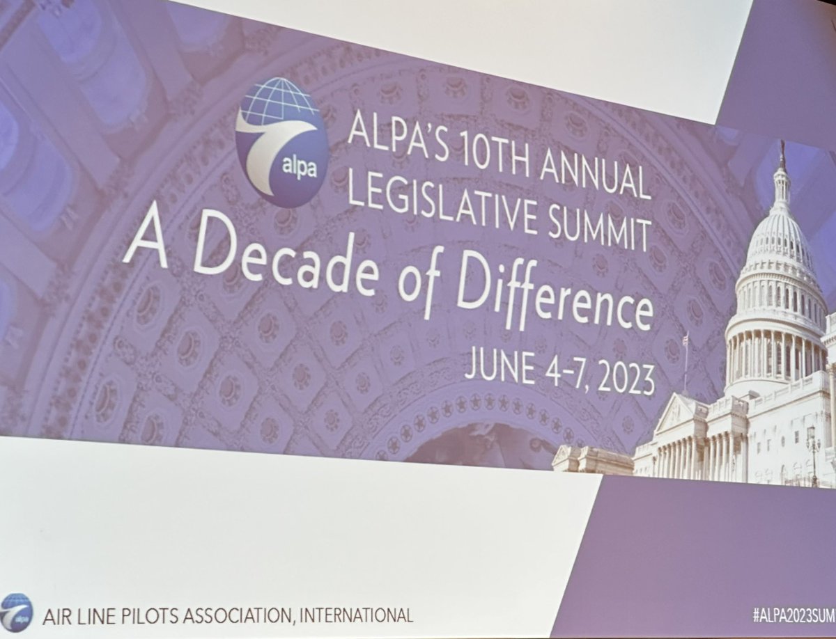 DavidWeaver's tweet photo. @ALPAPresident Capt. Jason Ambrosi kicking off the #ALPA2023Summit. Nearly @ALPAPilots are in Washington this week advancing a #PilotPartisan agenda and working to #KeepFlyingSafe #DecadeOfDifference https://t.co/SusVMtBWRd