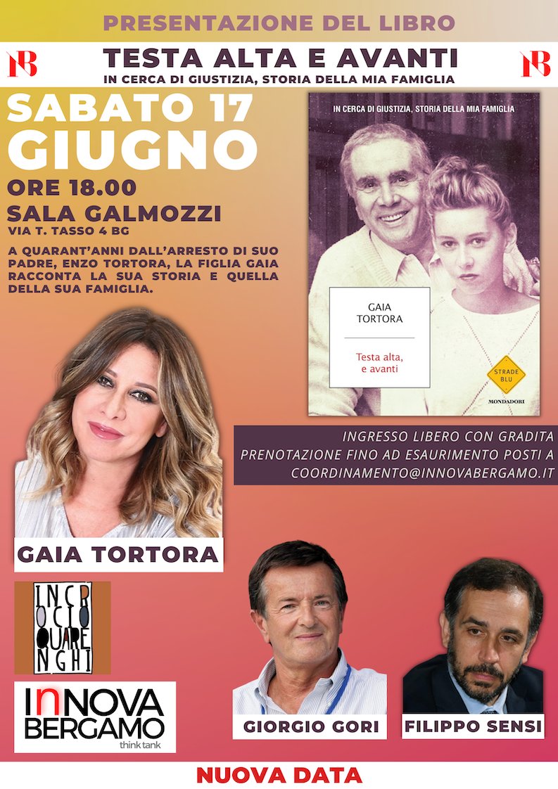 Il 17 giugno di quarant'anni fa, Enzo Tortora veniva ingiustamente arrestato. 
Proprio sabato 17 giugno 2023 presenteremo insieme a <a href="/giorgio_gori/">Giorgio Gori</a> e <a href="/nomfup/">nomfup</a> il libro di <a href="/gaiatortora/">Gaia Tortora🐦</a> a Bergamo. 
Per partecipare, mail a coordinamento@innovabergamo.it