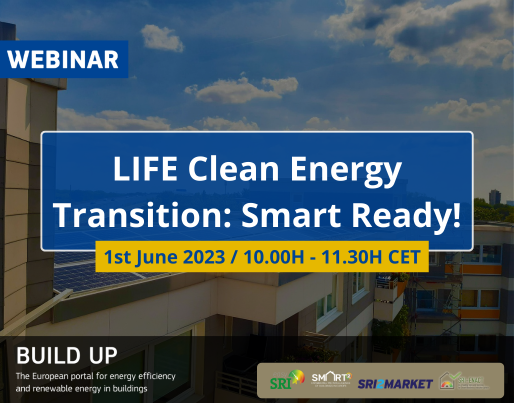 <a href="/sri_easy/">easySRI</a> was presented in the latest BUILD UP webinar: LIFE Clean Energy Transition: Smart Ready! ​
This #webinar was about the benefits of #SRI roll out to a variety of #stakeholders. It addressed exploring paths to solve the most relevant obstacles of SRI implementation.