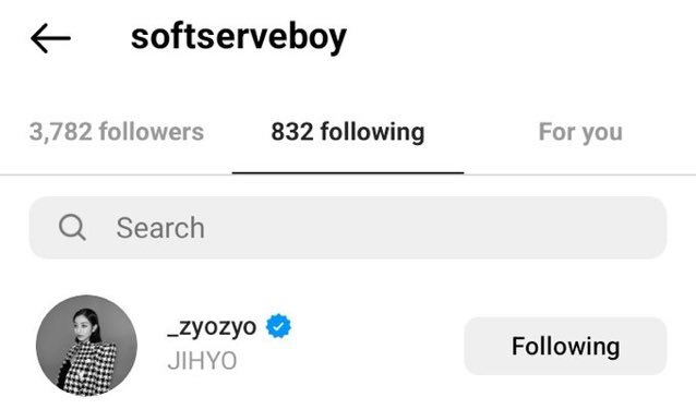 Softserveboy follows JIHYO on Instagram 👀