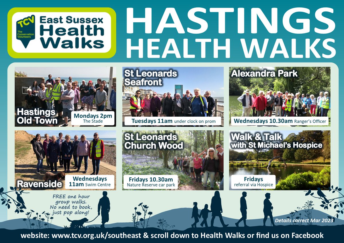 Free one hour group walks in the #hastings/#stleonards area. A great way to gradually build up your health & wellbeing. No booking, no commitment, just pop along!
tcv.org.uk/southeast/volu…