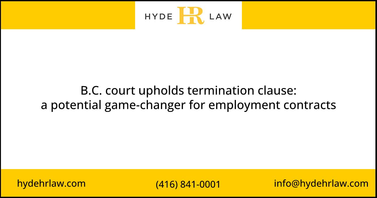 🚨Welcome news for #employers! Landmark #BCSC ruling reaffirms validity of termination clause, shifting from recent trends in contract interpretation.

hydehrlaw.com/blog/post/term…

#EmploymentLaw #HRManagement #TorontoLawyer