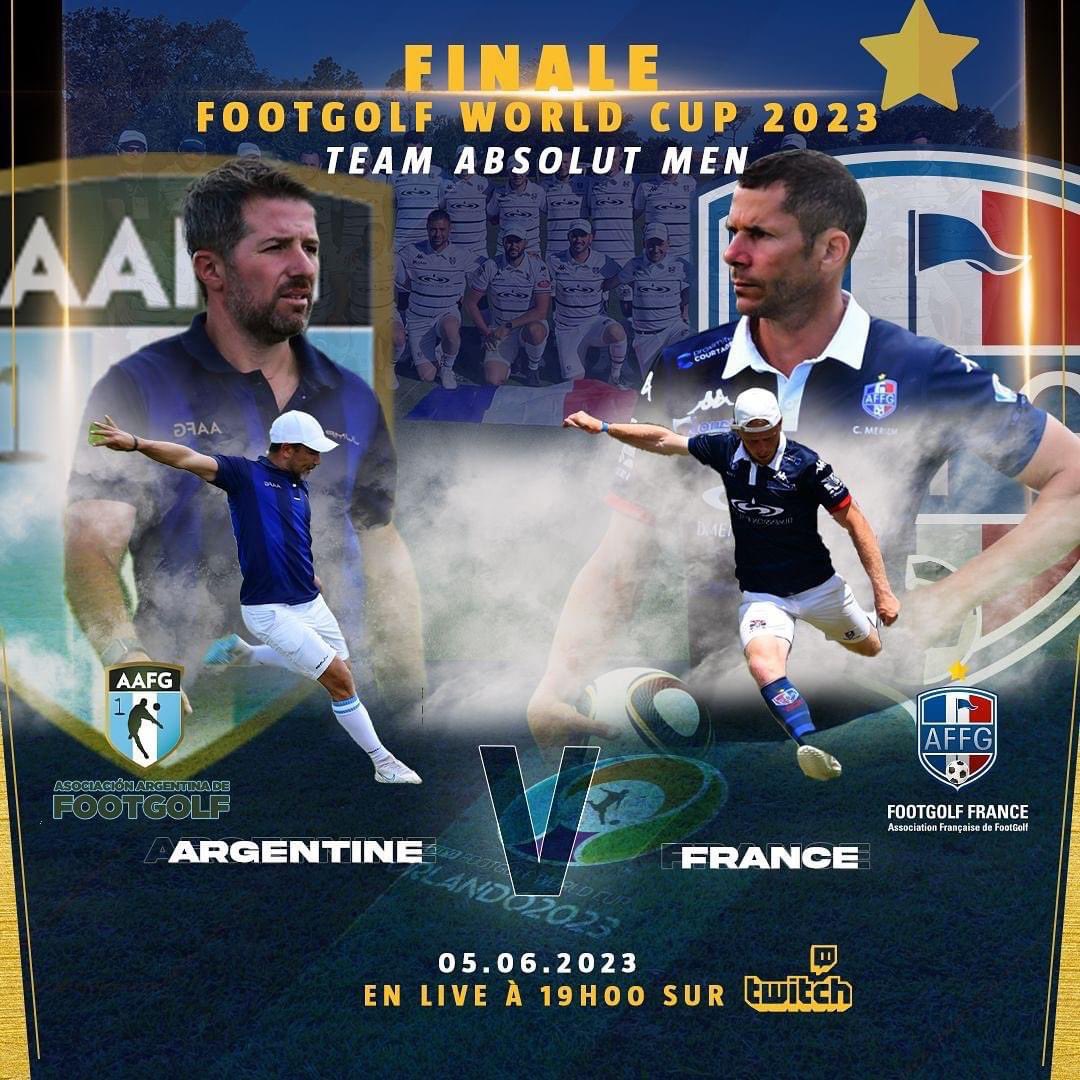 Finale de la Coupe du Monde de FootGolf⚡️⚡️⚡️

🌟France 🆚 Argentine : scénario incroyable

Le FootGolf français prend la revanche face à l’Argentine pour ses homologues de la @fff en direct sur le live à partir de 18H00 
👉m.twitch.tv/footgolffrance…