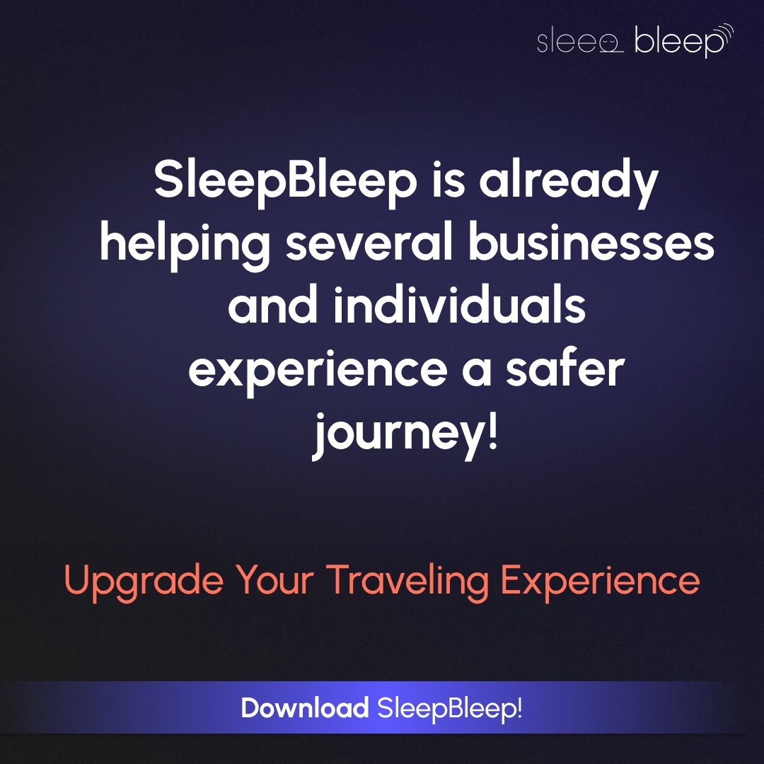 sleepbleepapp's tweet photo. @sleepbleepapp can help make your travels better and assist you in reaching the destination�� with enough rest to actually start the day early🕗. To know how, and download the product, click the link below.

🌐https://t.co/3eKmbCfqx5

#drowsydriving #sleep #sleepbleep #Safety https://t.co/NVjddadHU4