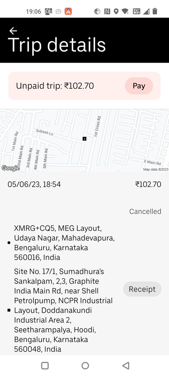 mayur2getul's tweet photo. @UberINSupport @Uber_India I asked your driver to take a shorter route right when I boarded, and he started shouting on top of his voice, cussing me and calling me nasty names! So we expect this? Now you are charging me the cab fare when I didn't even take the cab? Can you help? https://t.co/96gAKQE4oV