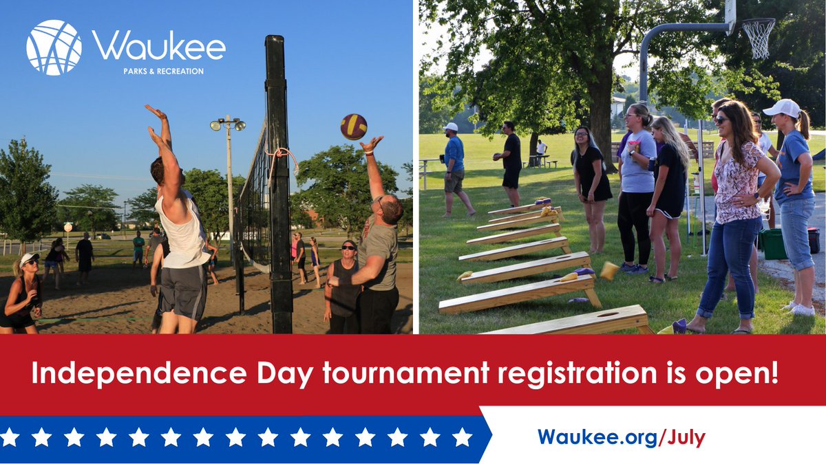WaukeeParks_Rec's tweet photo. Grab some friends and get in on some Independence Day fun with our Adult Coed Sand Volleyball (July 3) and Bags (July 4) tournaments at Centennial Park. Save your spot at https://t.co/zUJ9NMqO7k today! https://t.co/x7K8v4mz19