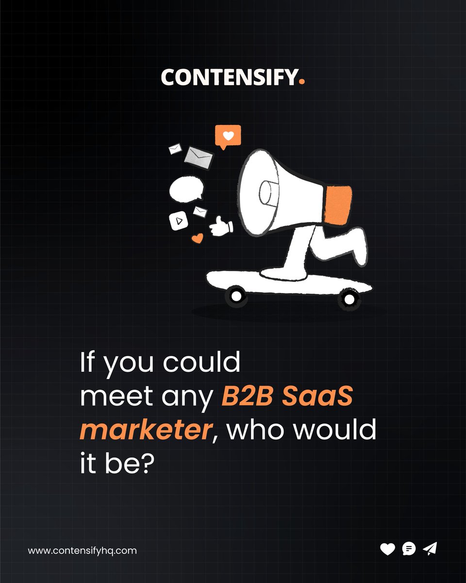We're a bunch of B2B SaaS marketers obsessed with great marketers.

We've been pondering a question lately: Who are the B2B SaaS marketers you adore? 

We're all ears and would love to hear your thoughts!

#SaaSMarketers #B2BMarketers