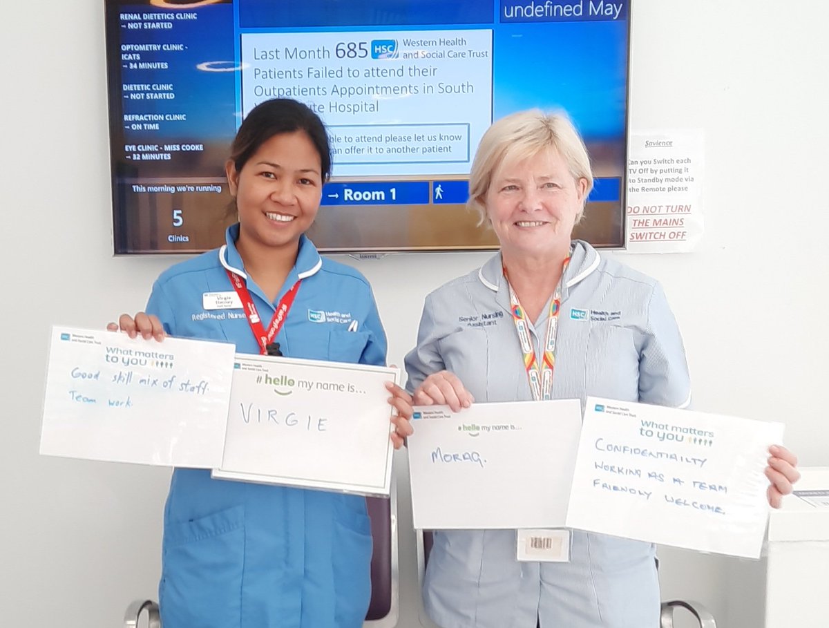 Staff highlighting #what matters to them & #hello my name is @WesternHSCTrust @Michelle_CareO @noellamdn