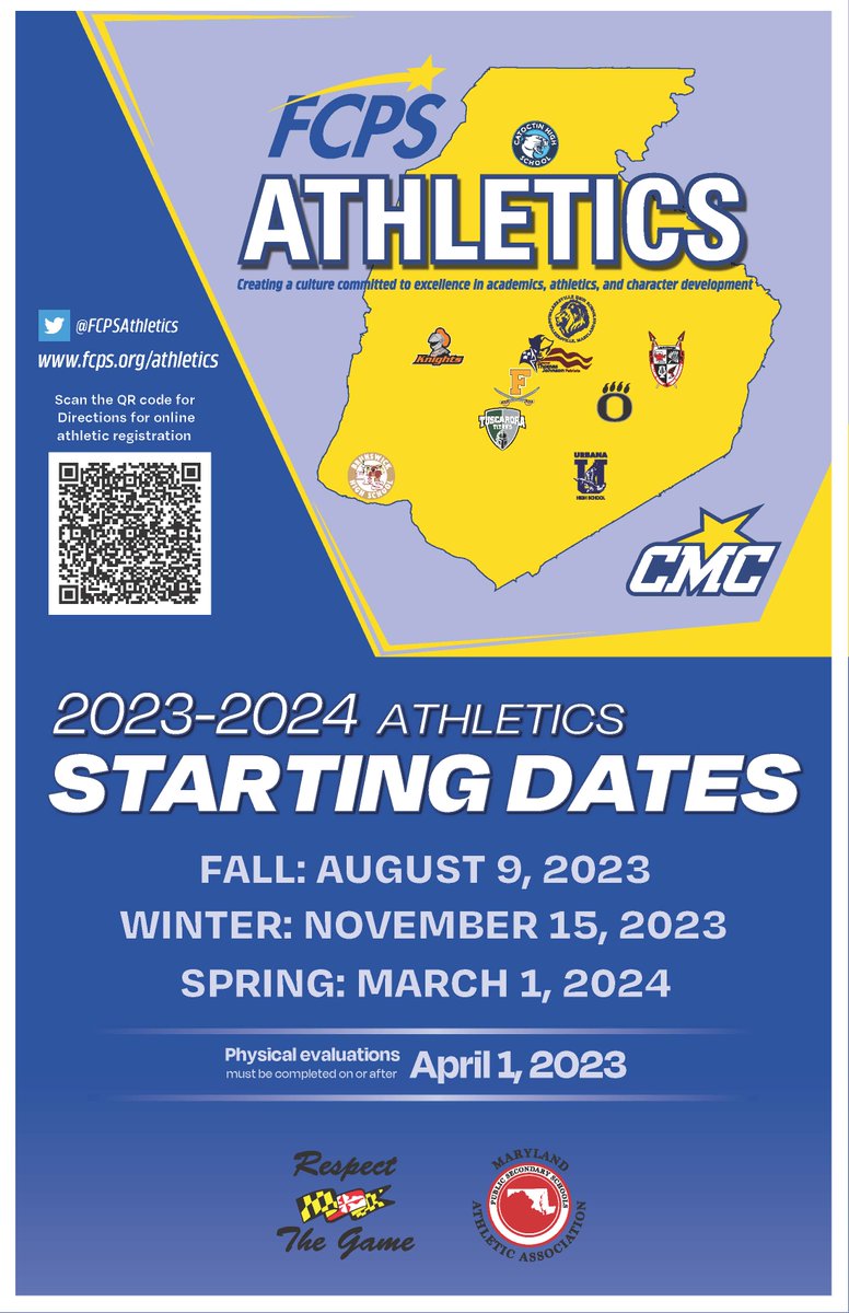 Happy First Day of Summer Break, <a href="/FCPSMaryland/">FCPS-MD</a>! 🌞😎⛱️

Reminders:
⭐️Fall Sports begin on August 9, 2023.
⭐️Online Athletic Registration will open mid-July.
⭐️Sport Physicals ⬇️ must be dated April 1, 2023 or after.
⭐️campussuite-storage.s3.amazonaws.com/prod/33903/86d…
⭐️campussuite-storage.s3.amazonaws.com/prod/33903/86d…